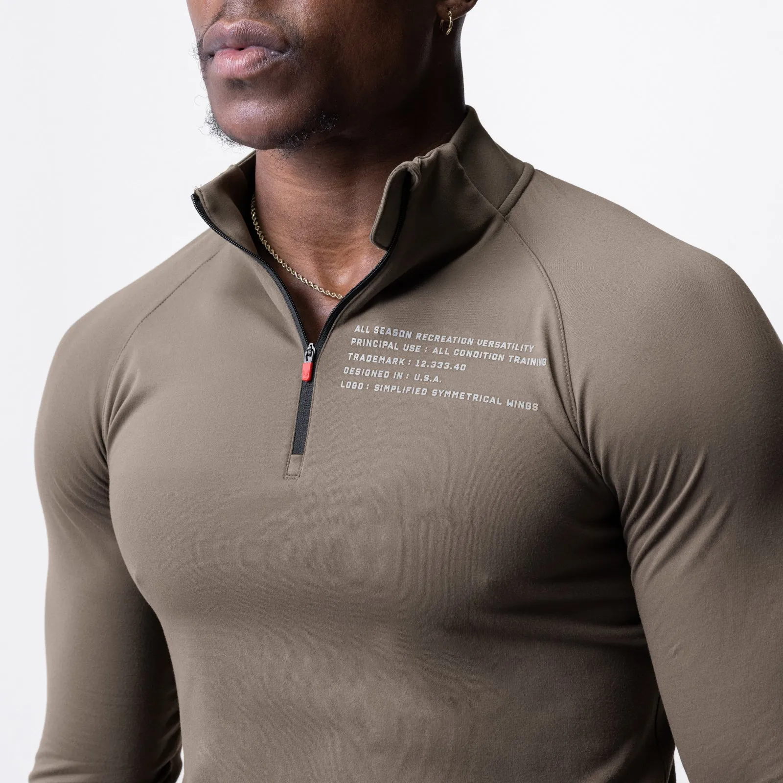 0725. Core Fitted Quarter Zip  - Deep Taupe