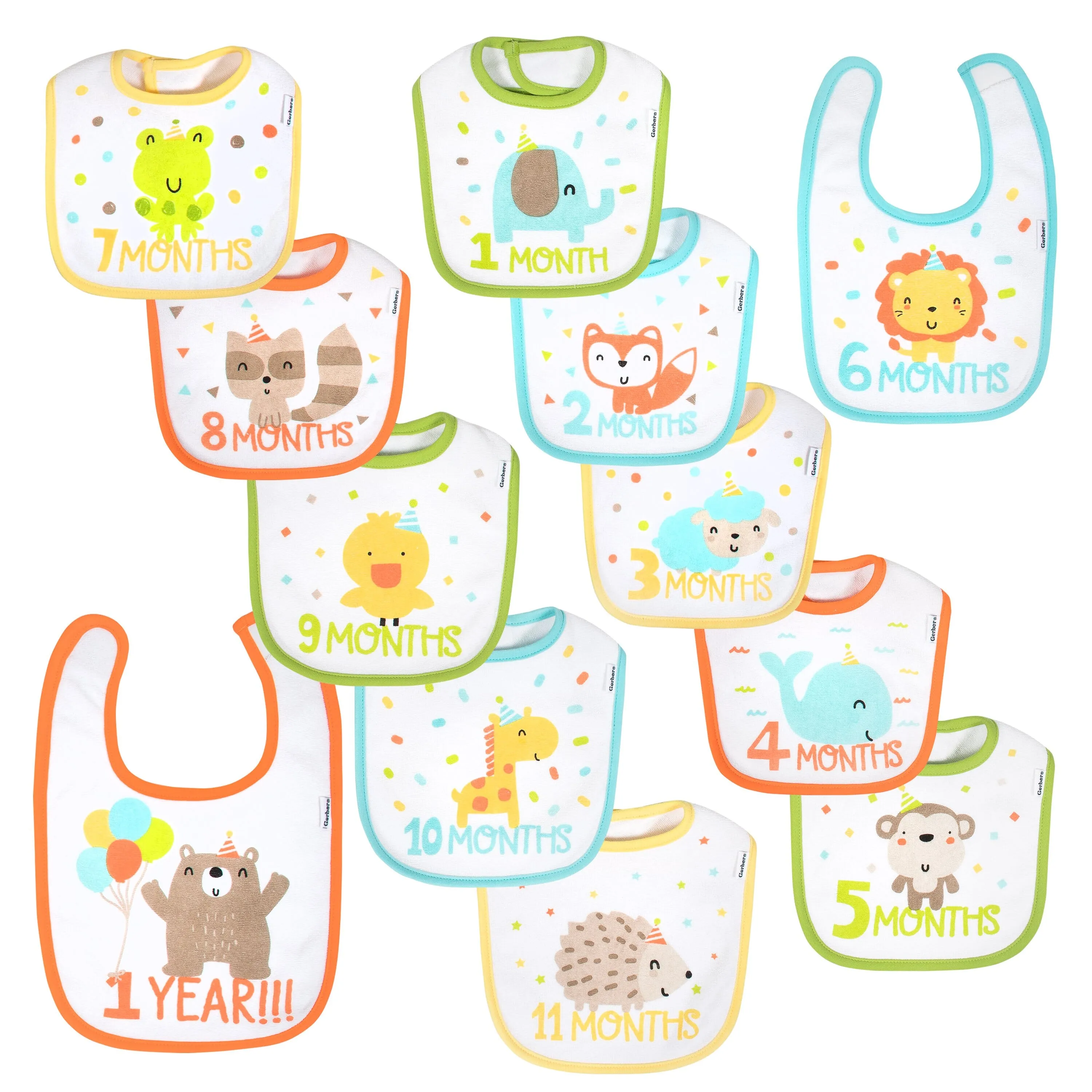 12-Pack Monthly Milestone Bib Set