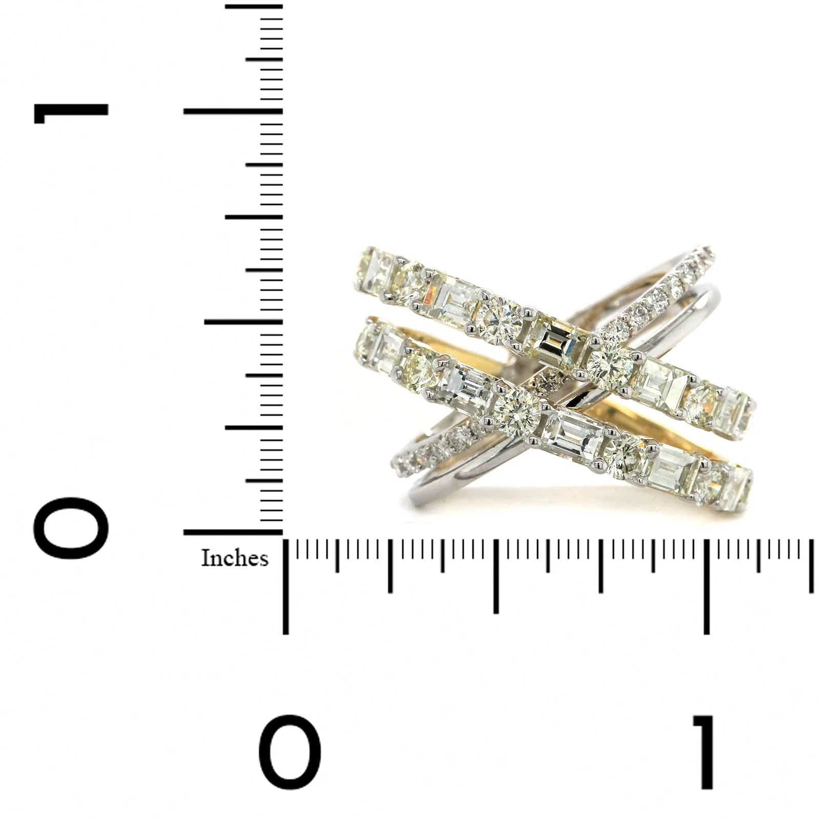 14K Two-Tone Gold Criss Cross Diamond Ring