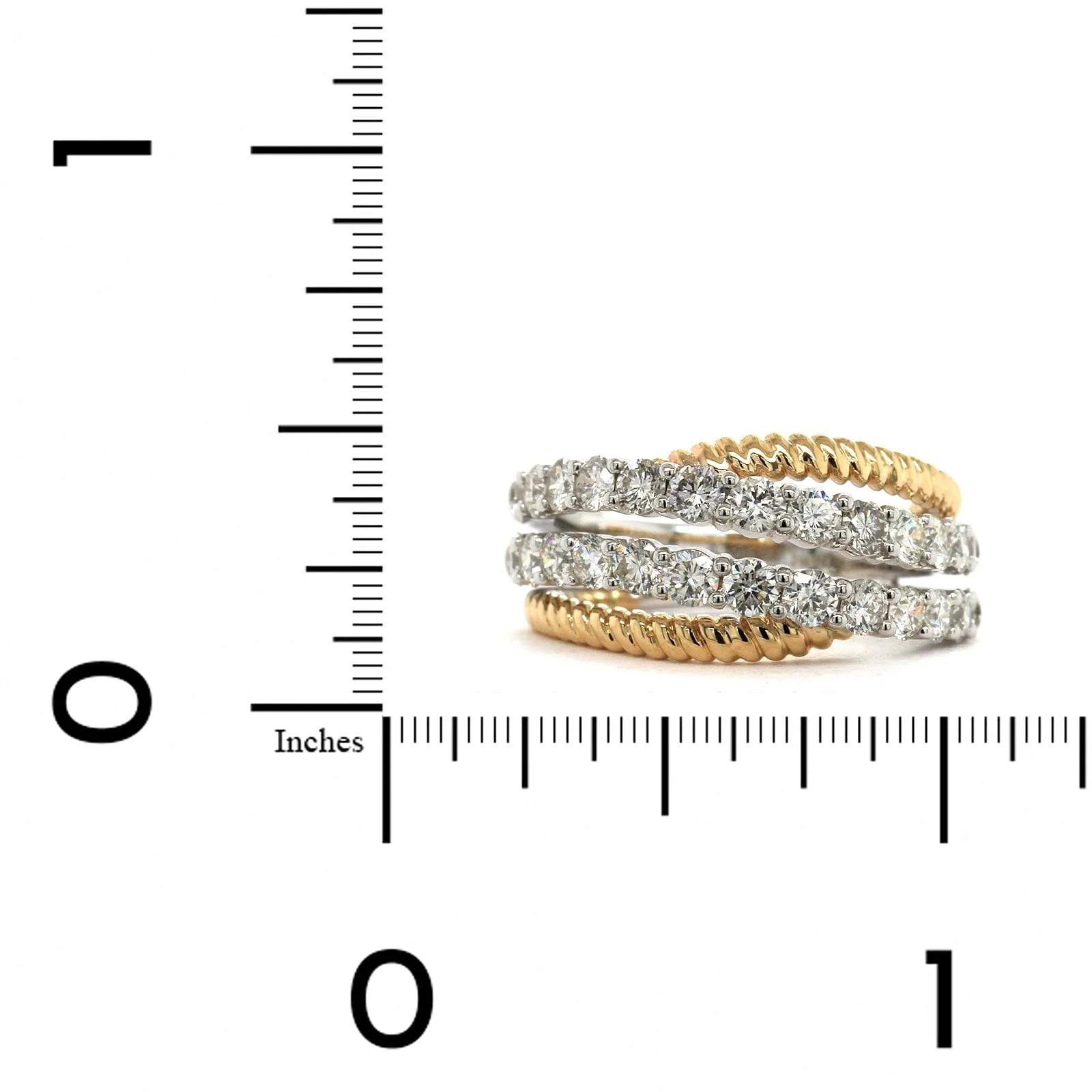 14K Two-Tone Gold Criss Cross Diamond Ring