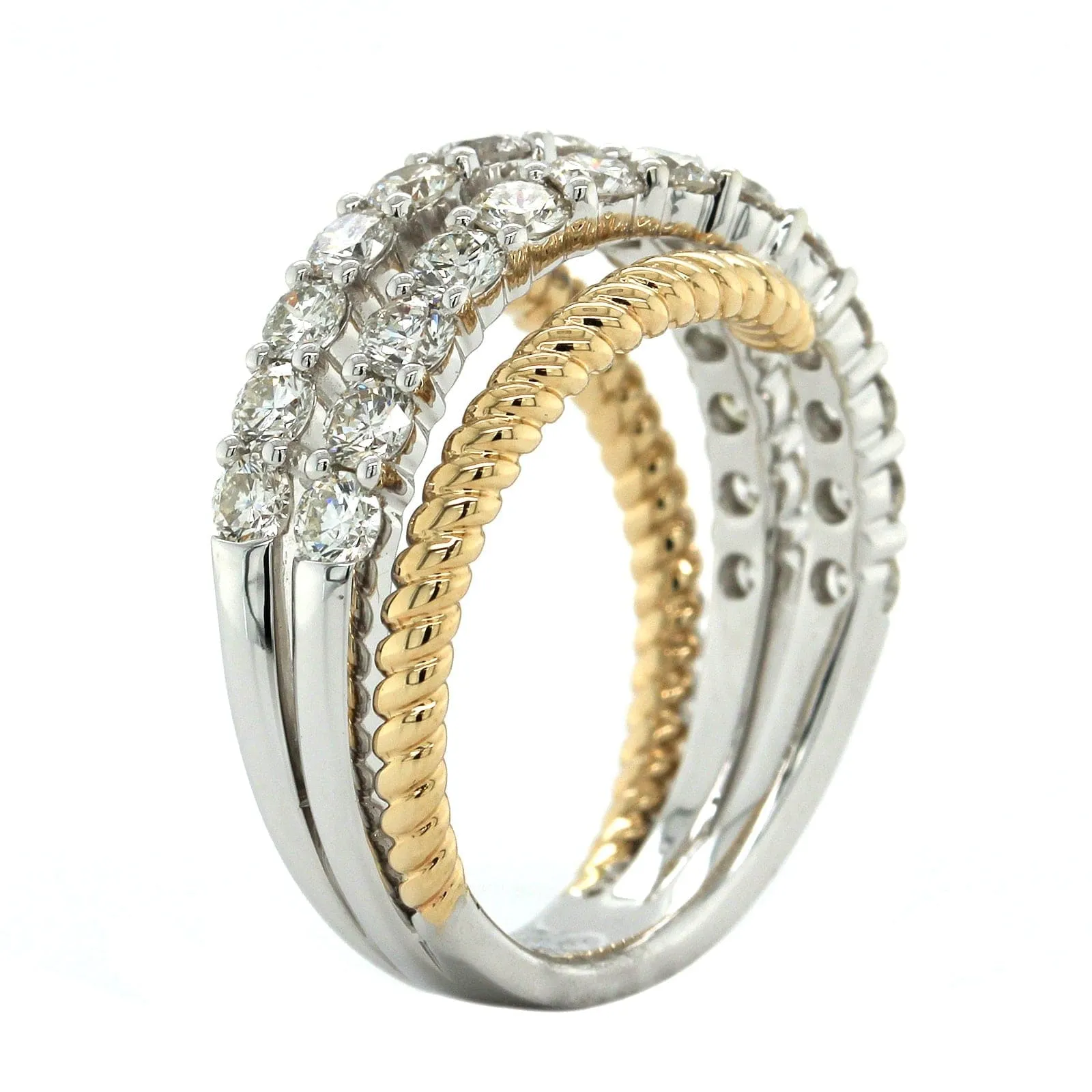 14K Two-Tone Gold Criss Cross Diamond Ring