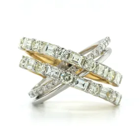 14K Two-Tone Gold Criss Cross Diamond Ring