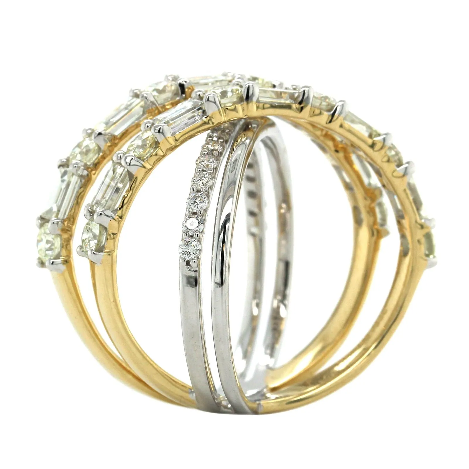 14K Two-Tone Gold Criss Cross Diamond Ring