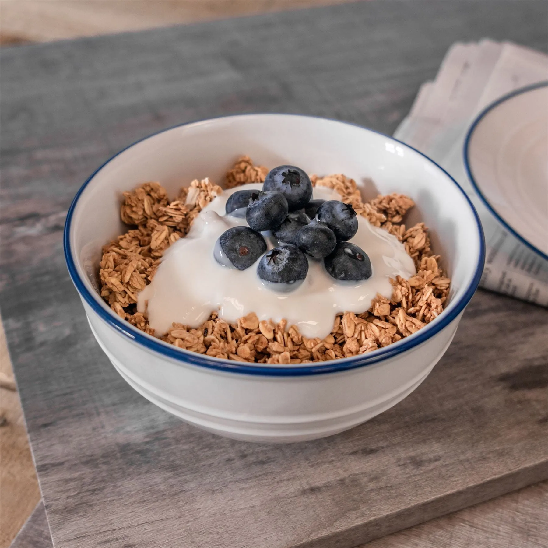 15cm Farmhouse White Porcelain Cereal Bowls - Pack of Six - By Nicola Spring