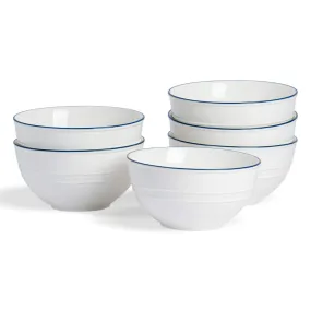 15cm Farmhouse White Porcelain Cereal Bowls - Pack of Six - By Nicola Spring