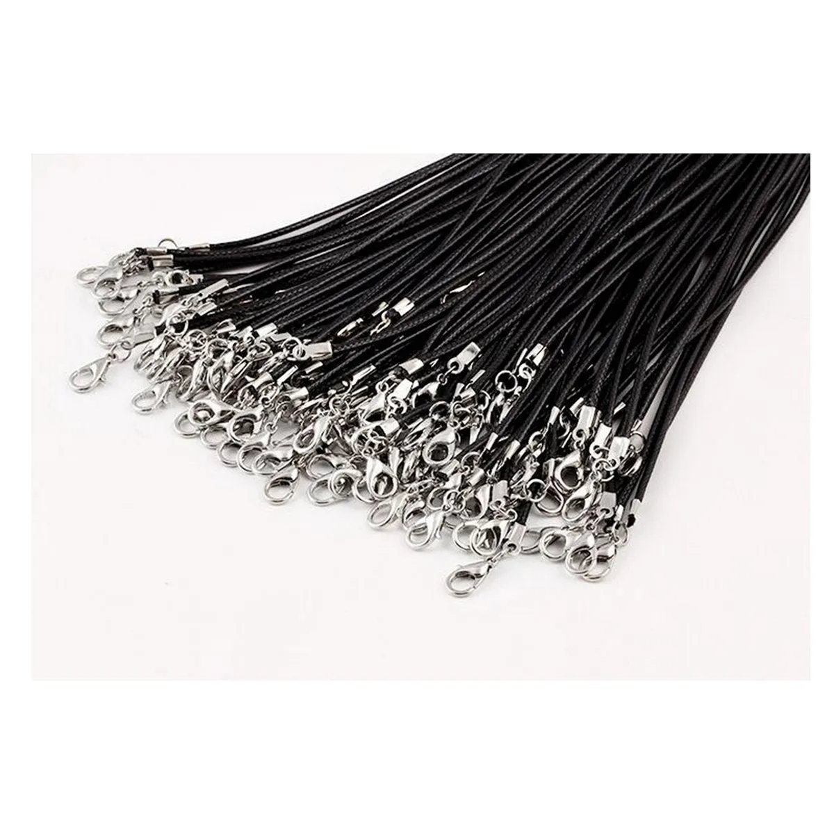 1.5Mm Black Leather Cord Wax Rope Chain Necklace Diy Pu Necklace