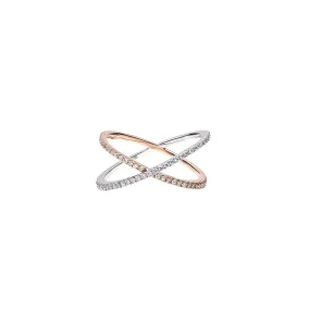 18 Karat Two Tone White and Rose gold Diamond galaxy ring