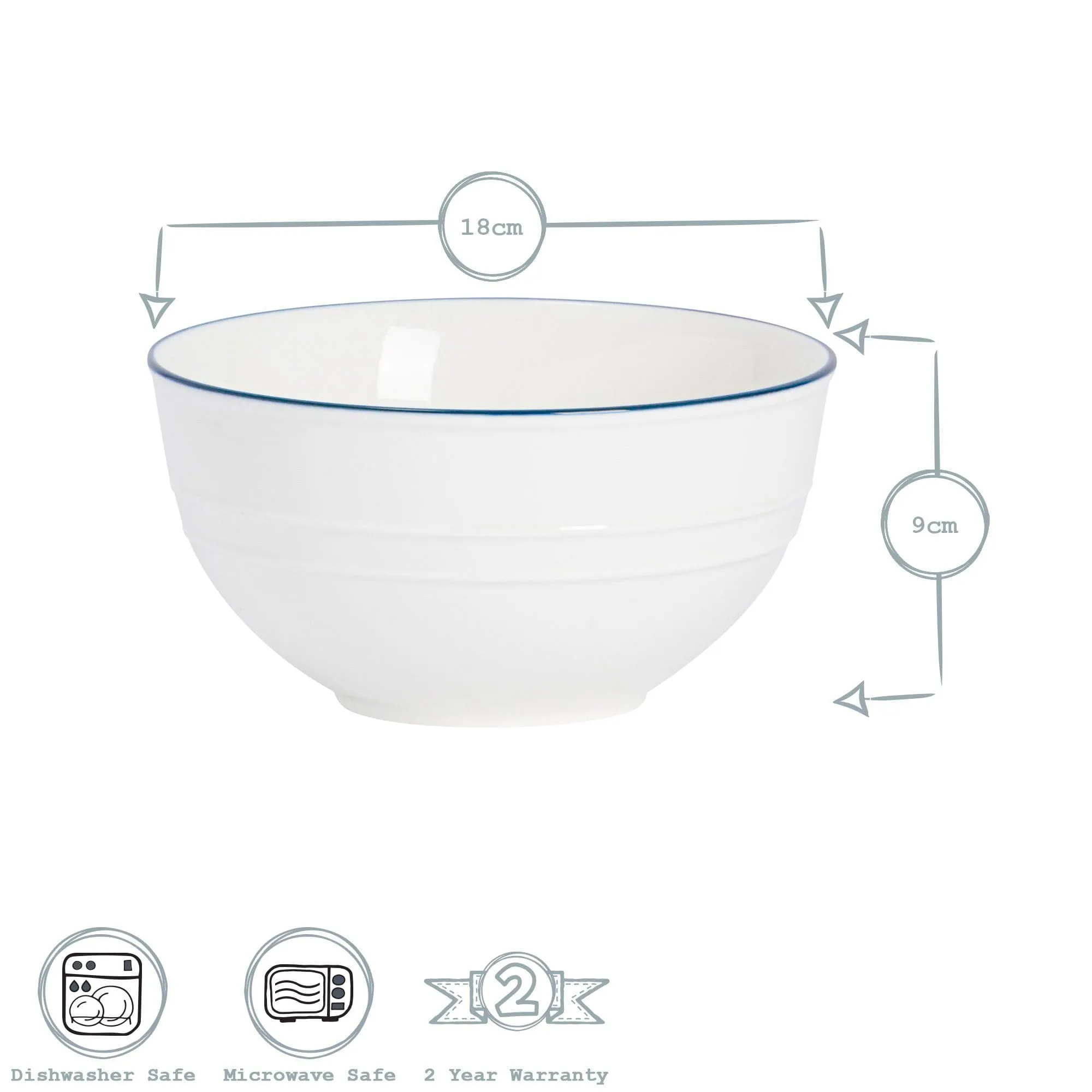 18cm Farmhouse White Porcelain Serving Bowl - By Nicola Spring