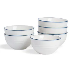 18cm Farmhouse White Porcelain Serving Bowls - Pack of Six - By Nicola Spring