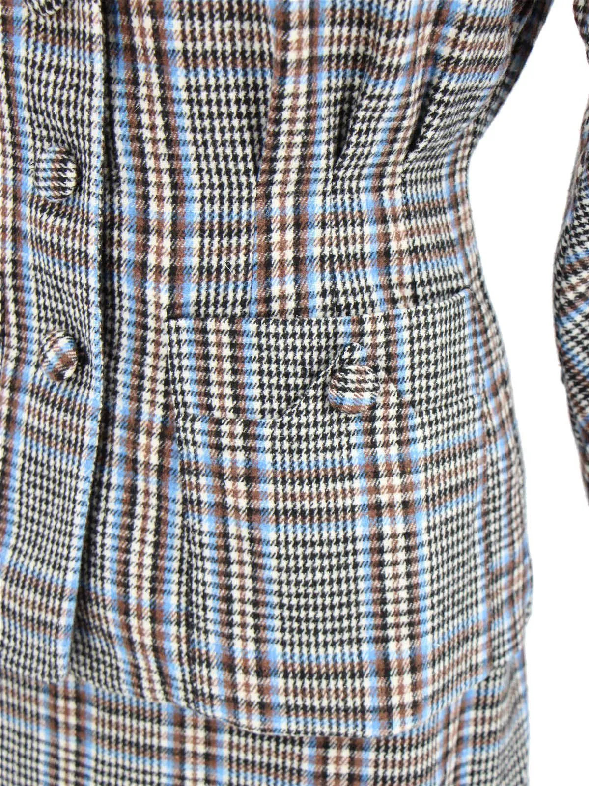 1940s Vintage Amity Skirt Suit in Brown & Blue Check