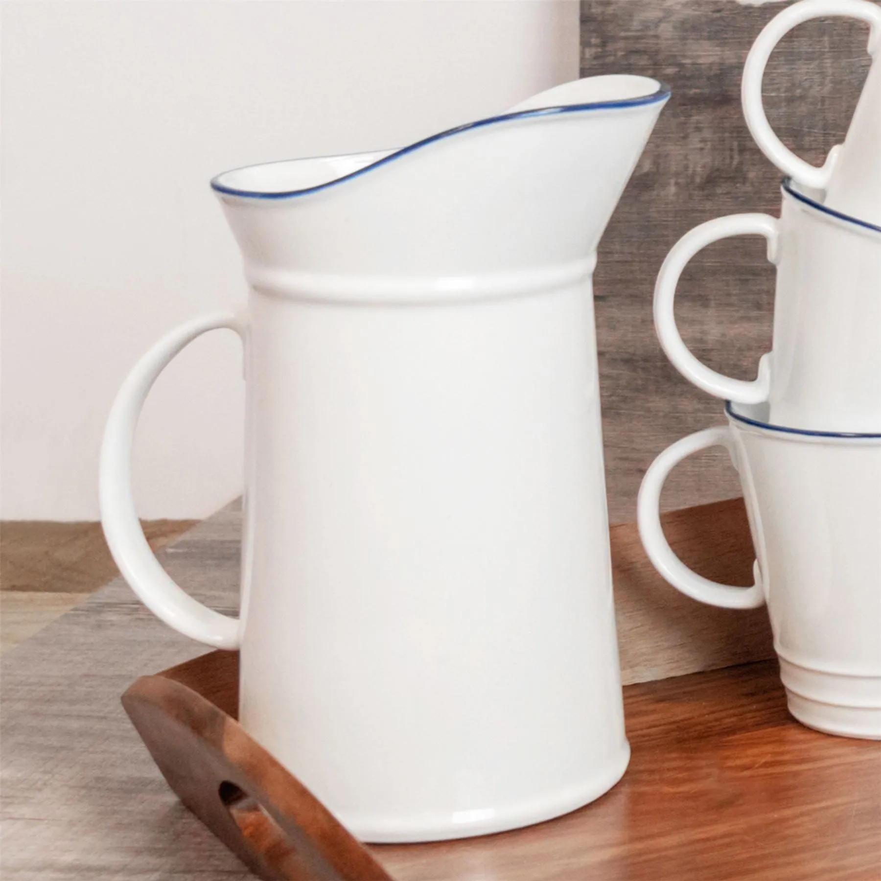 1L Farmhouse White Porcelain Water, Milk or Gravy  Jug - By Nicola Spring