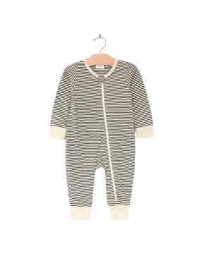 2 Way Zip Romper- Stripe- Charcoal