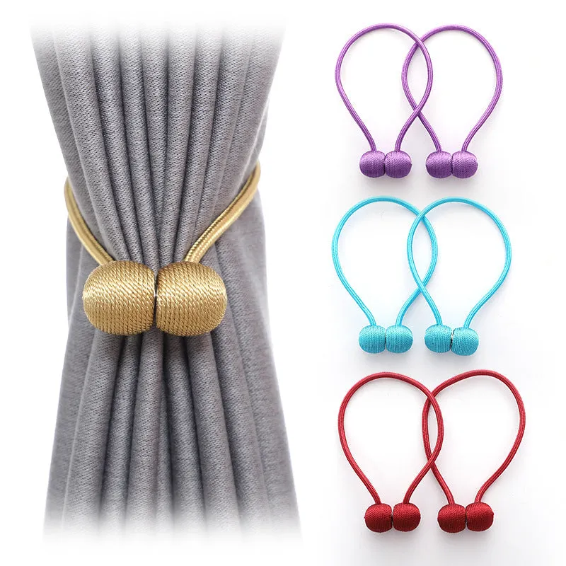 20 Colors Headphones Magnetic Buckle Curtain Tied, Non-Perforated Curtains Magnetic Snap