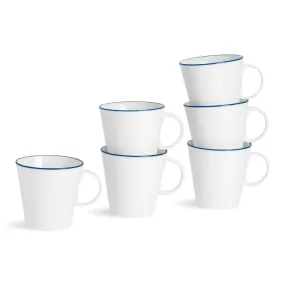 250ml Farmhouse White Porcelain Teacups - Pack of Six - By Nicola Spring