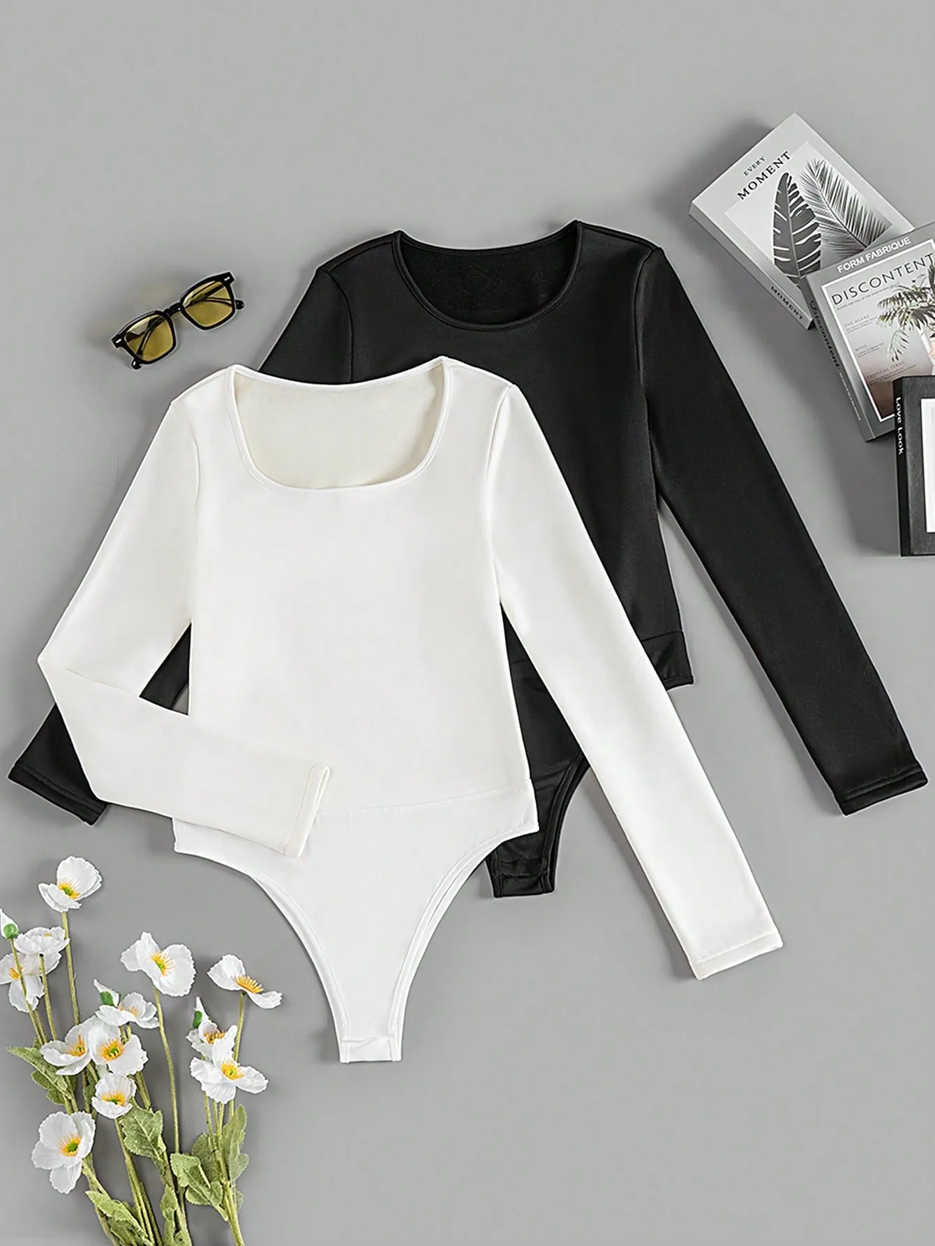 2pcs Long Sleeve Warm Lined Jumpsuit