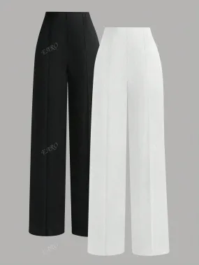 2pcs Minimalist Solid Color Pants, Suitable For Business Meetings And Work