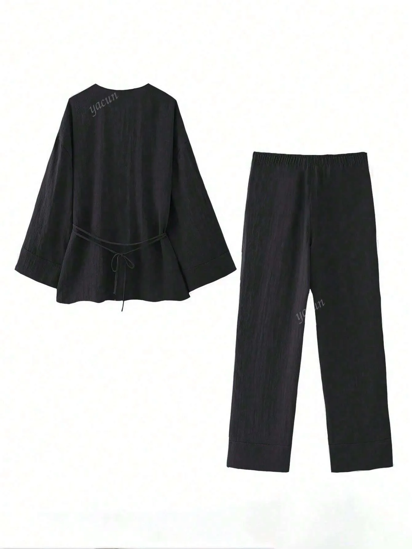 2pcs Women New Style Top And Straight Leg Pants Set