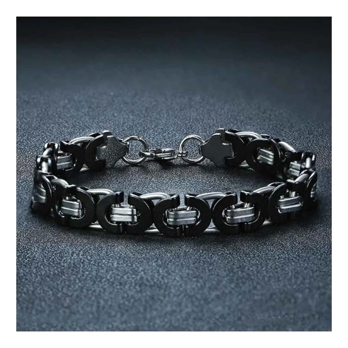 316L Stainless Steel Black Byzantine Bracelet For Men