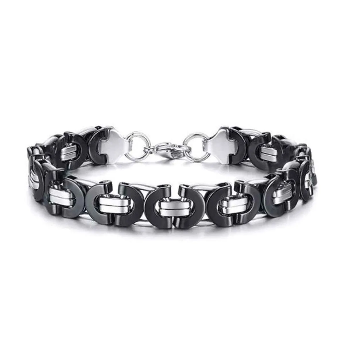 316L Stainless Steel Black Byzantine Bracelet For Men