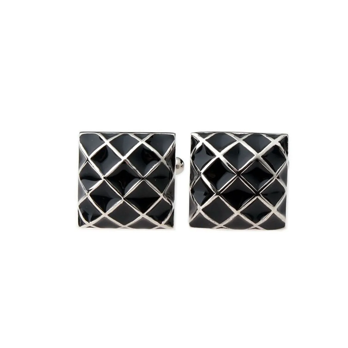 3D Checks Black Cufflinks In Box