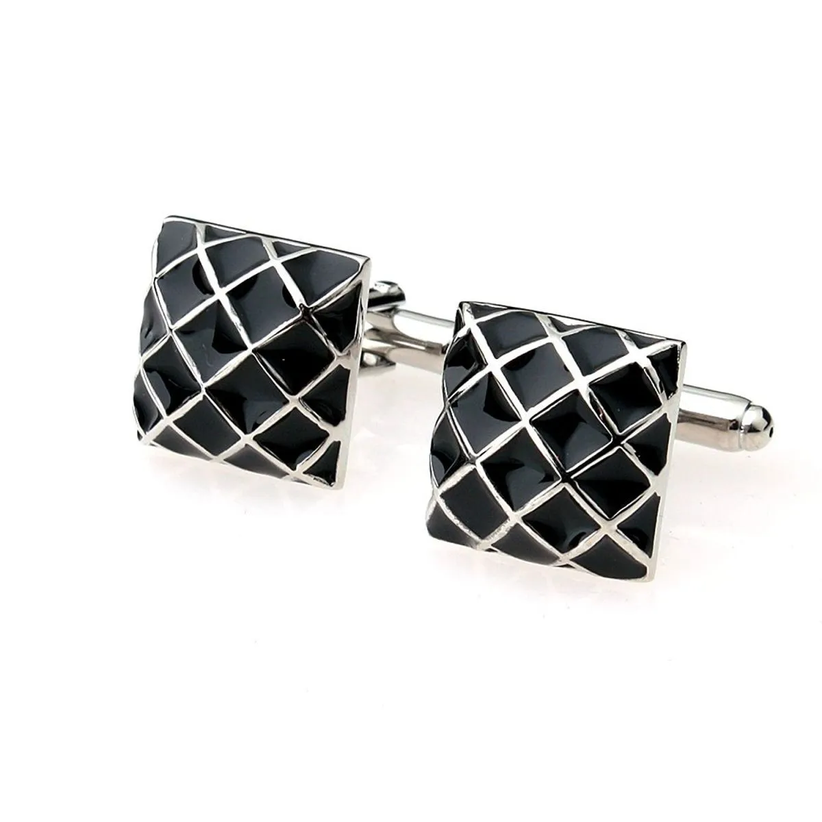 3D Checks Black Cufflinks In Box