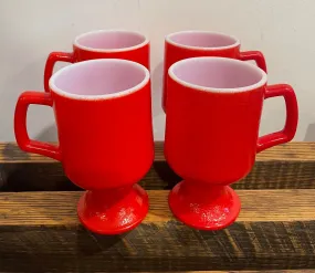 4 RED COFFEE GLASSES