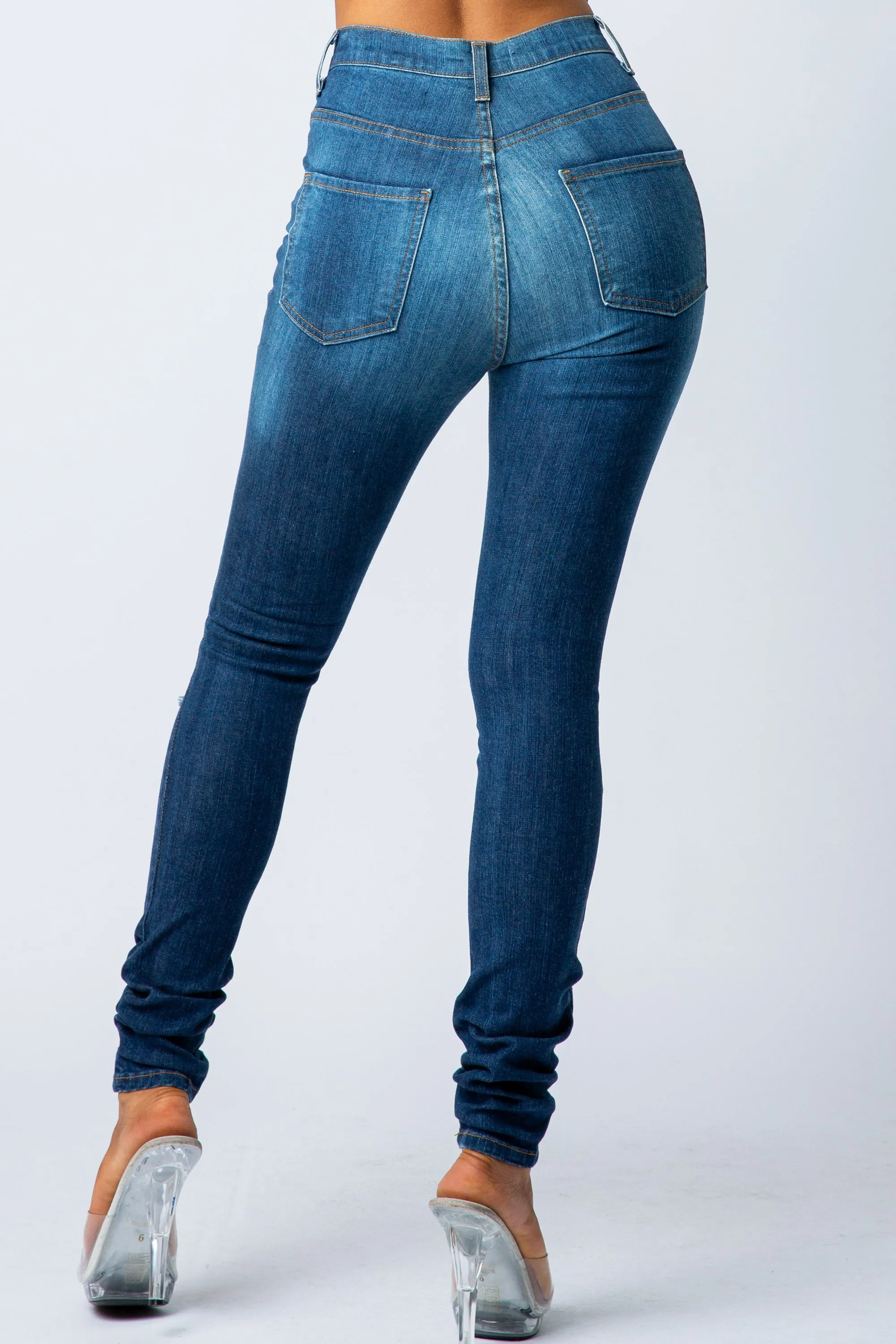 4188 Women's High Waisted Distressed Skinny Jeans