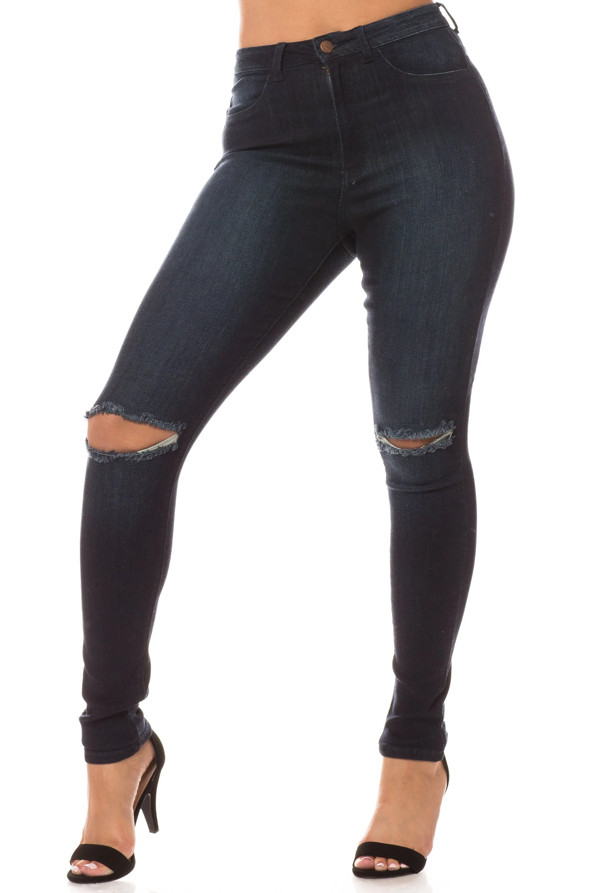 4443 Super High Waisted Distressed Skinny Jeans