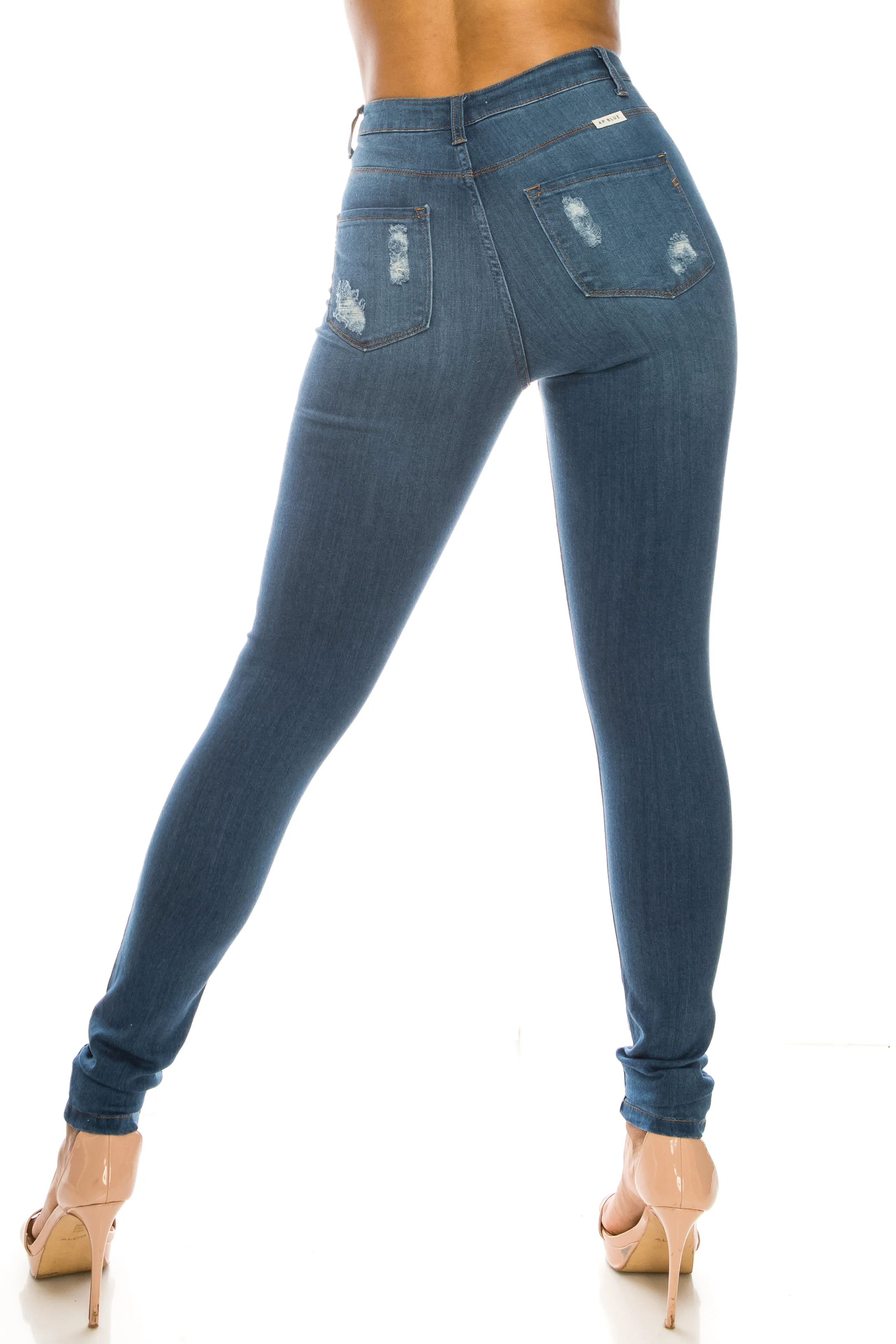 4557 Women's High Waisted Distressed Skinny Jeans