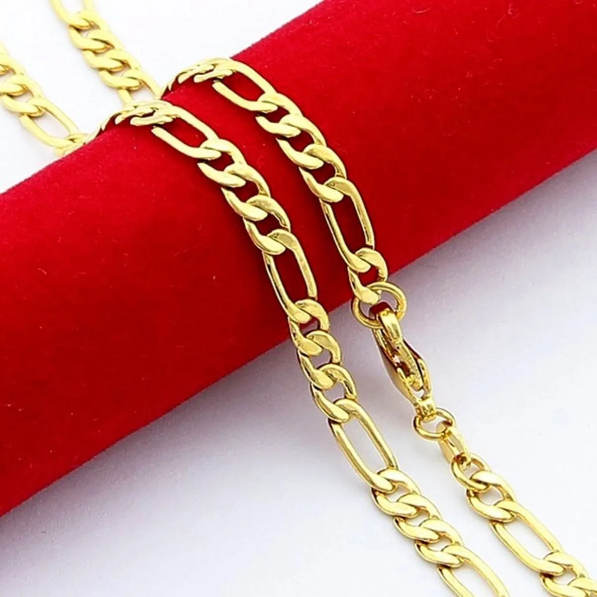 4Mm Figaro Curb 18K Gold Stainless Steel 20" Chain Necklace For Men Boys