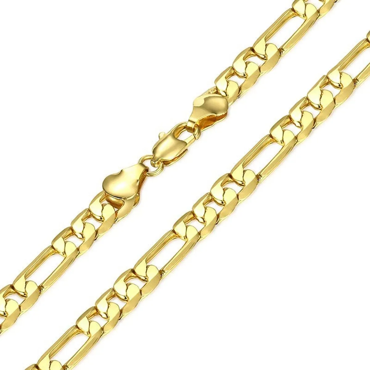 4Mm Figaro Curb 18K Gold Stainless Steel 20" Chain Necklace For Men Boys