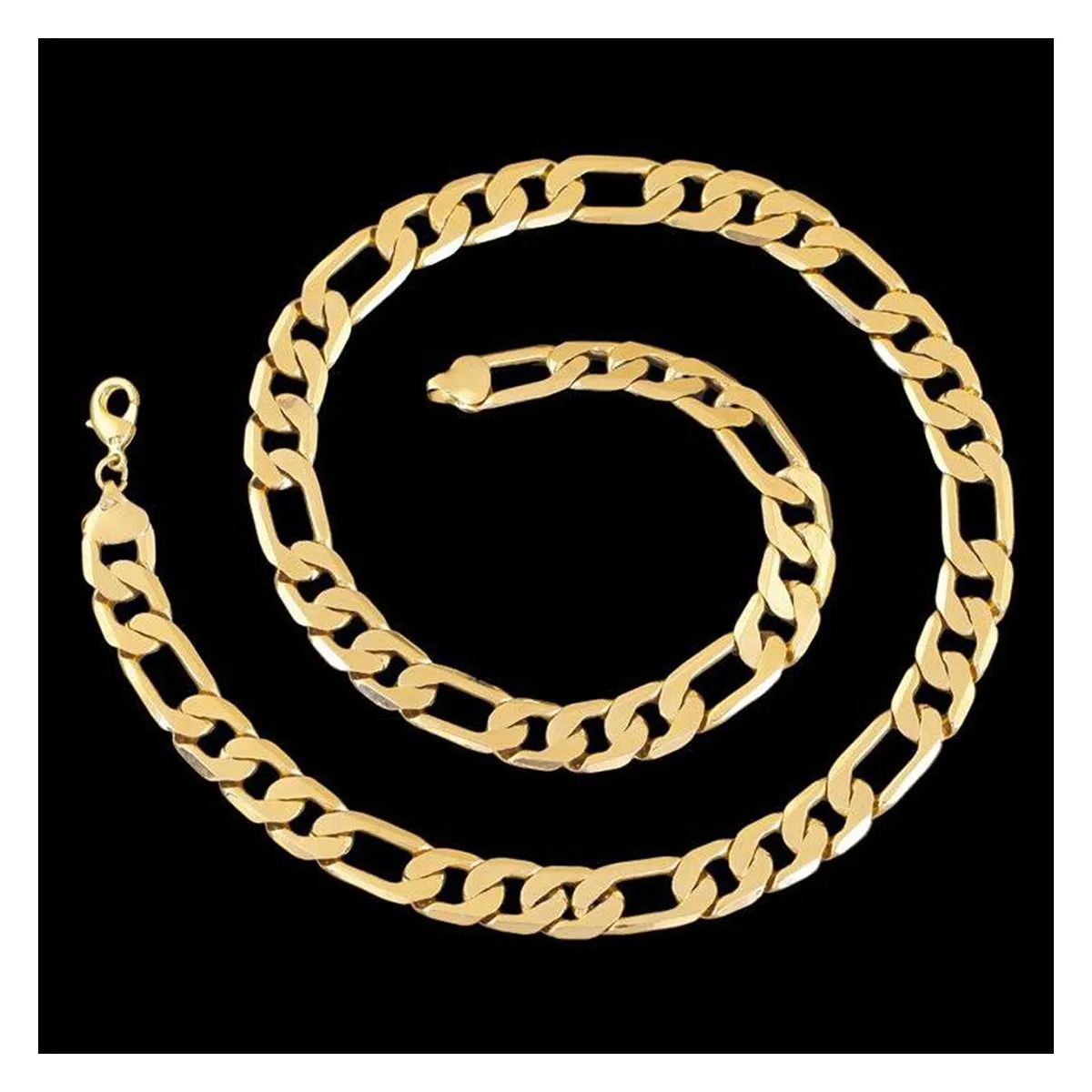 4Mm Figaro Curb 18K Gold Stainless Steel 20" Chain Necklace For Men Boys