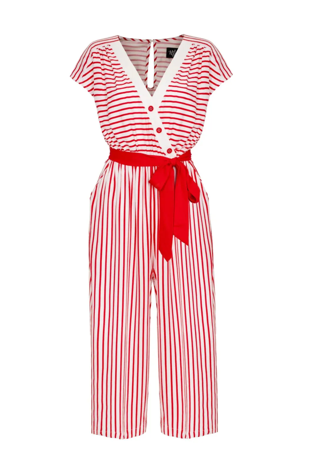 Ahoy Red Striped Jumpsuit by Hell Bunny