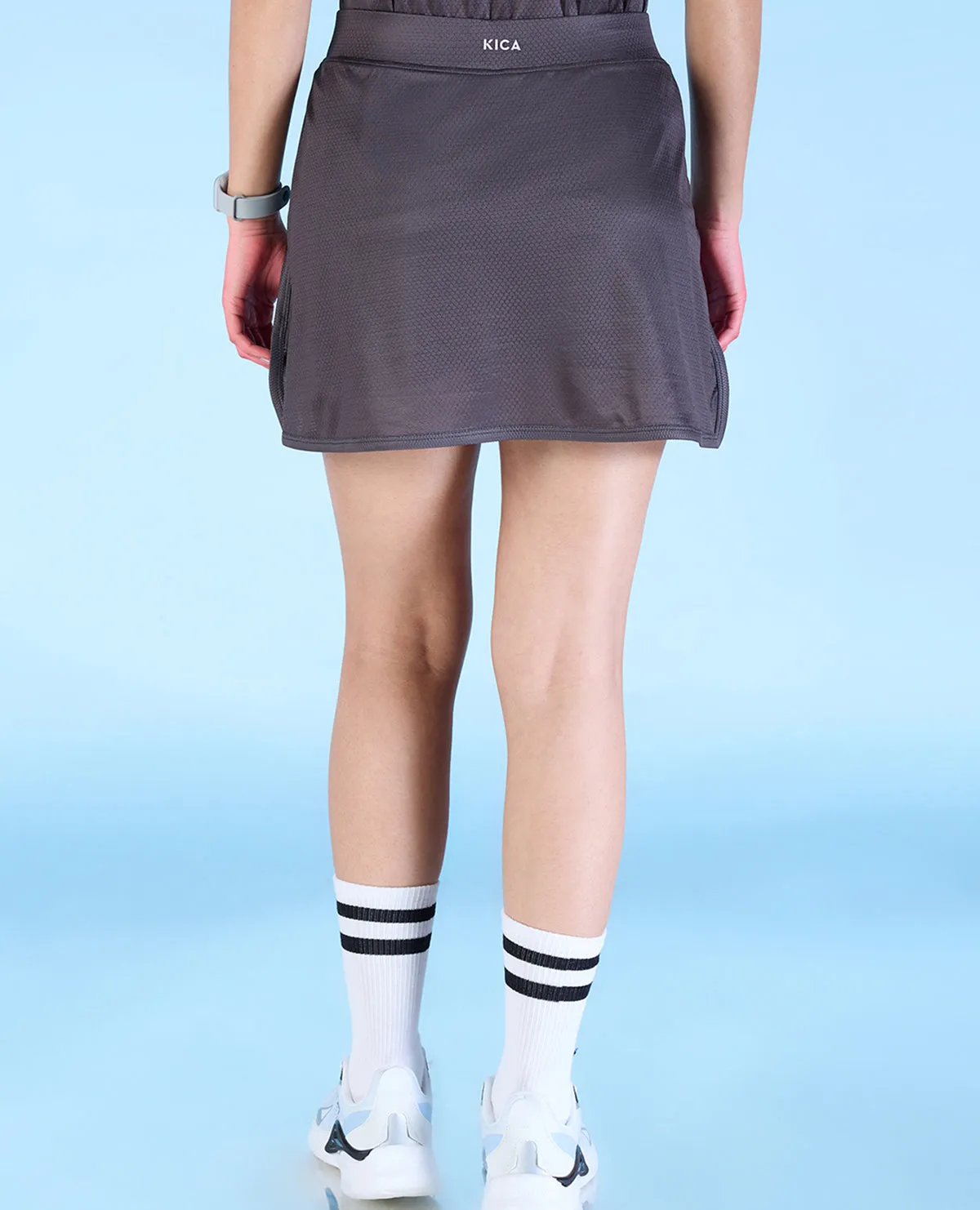 Airy Match Polo Top and Skort Set Grey