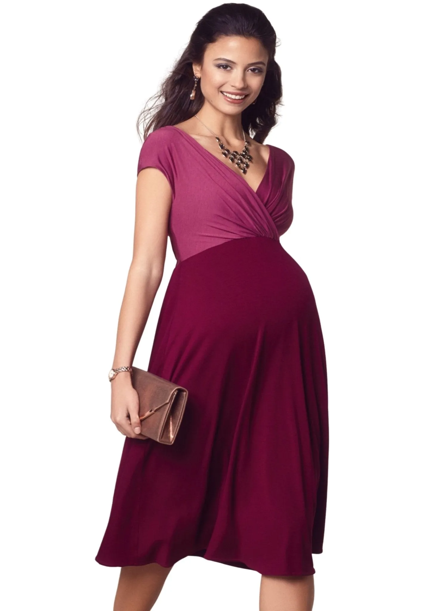 Alessandra Maternity Dress - Rosey Red