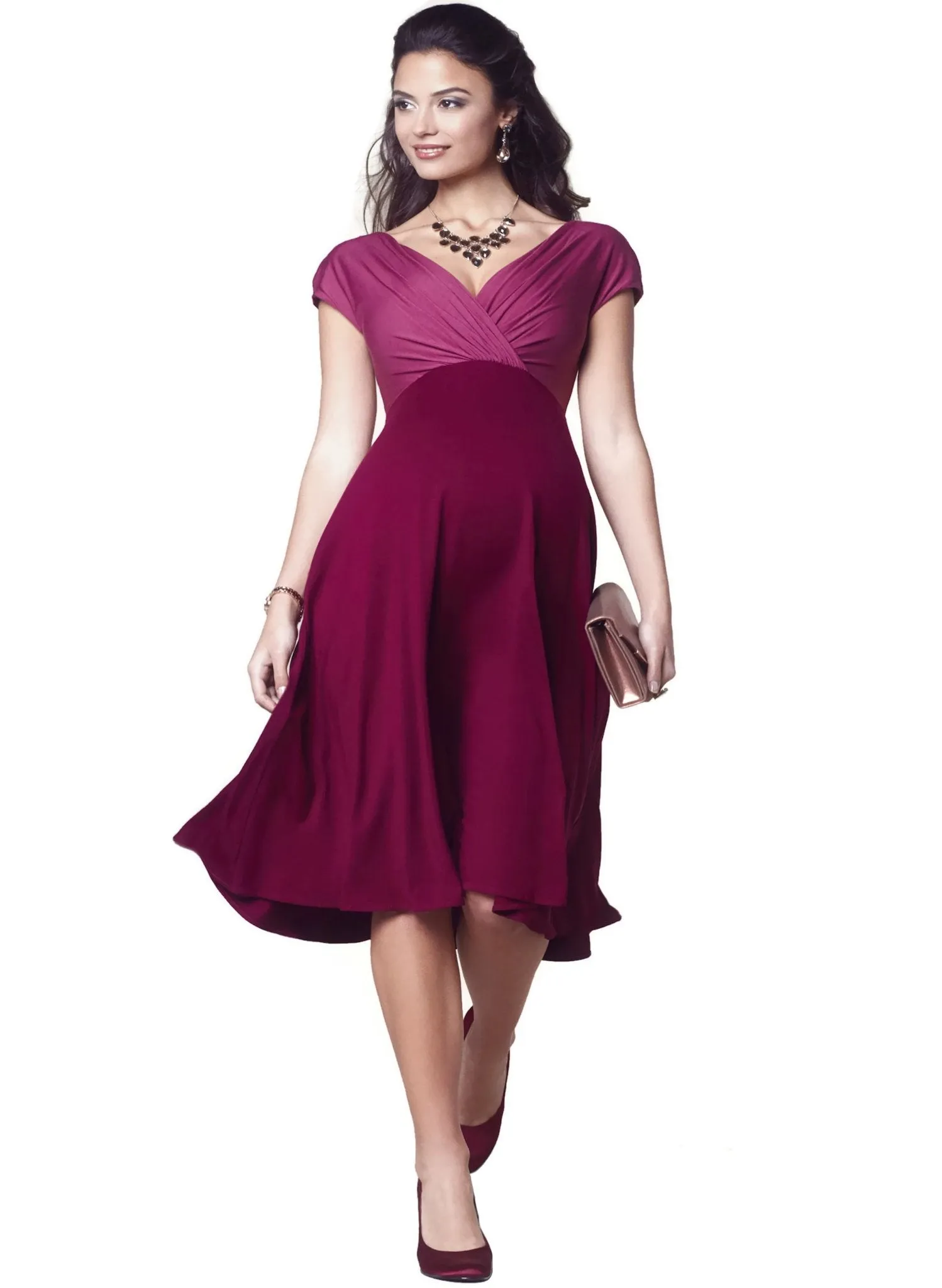 Alessandra Maternity Dress - Rosey Red