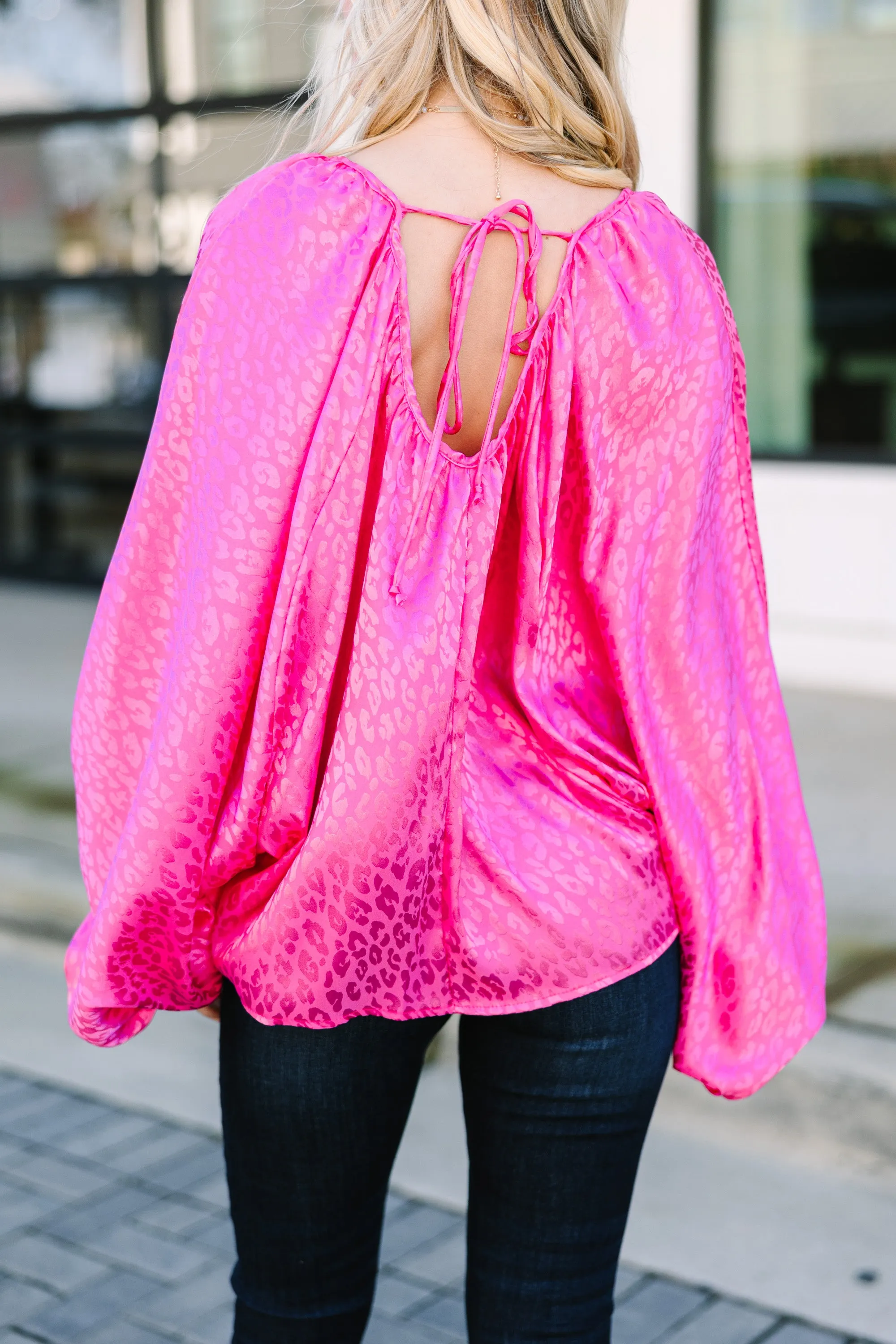 All Around Fuchsia Pink Leopard Blouse