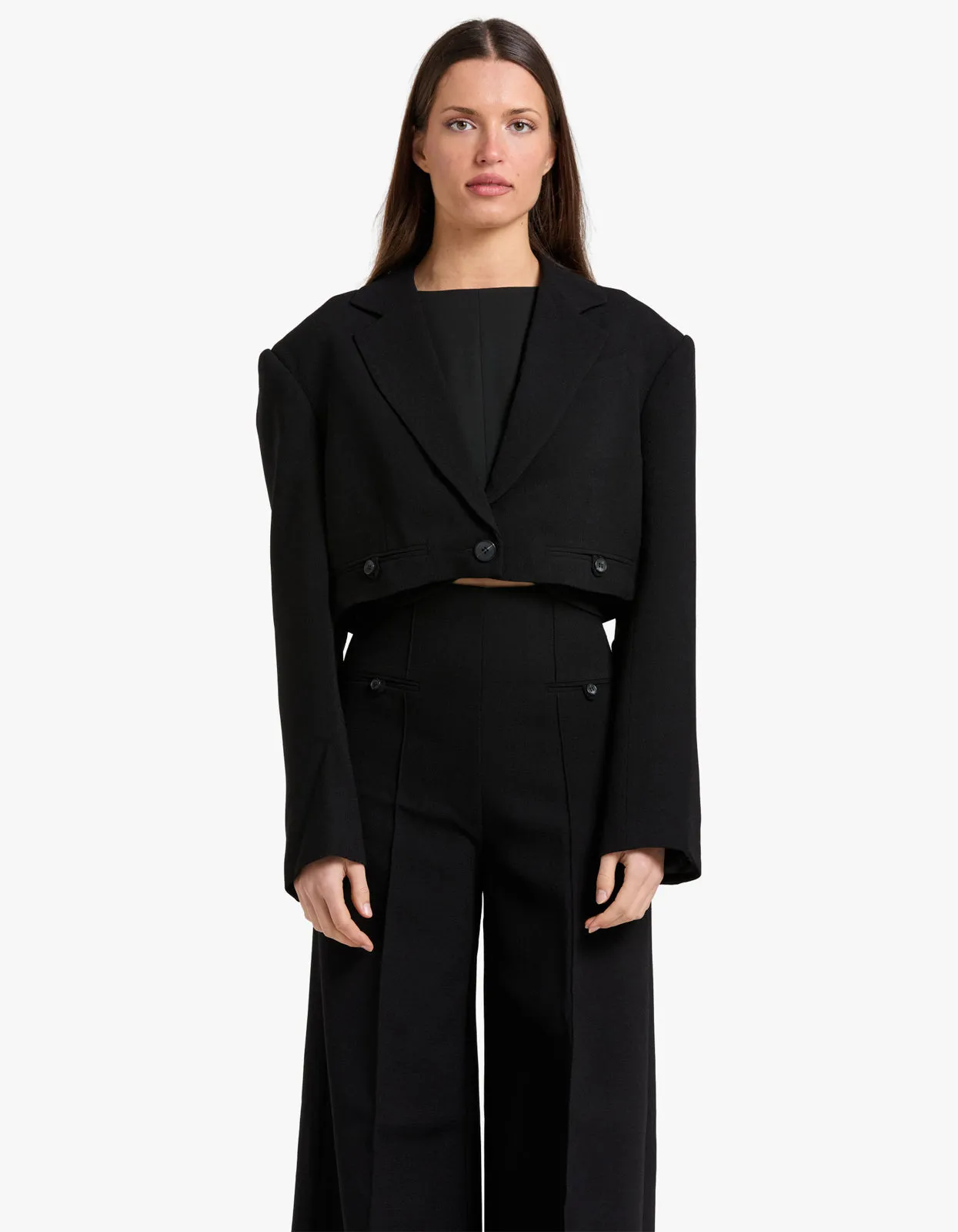 Amura Crop Blazer - Black