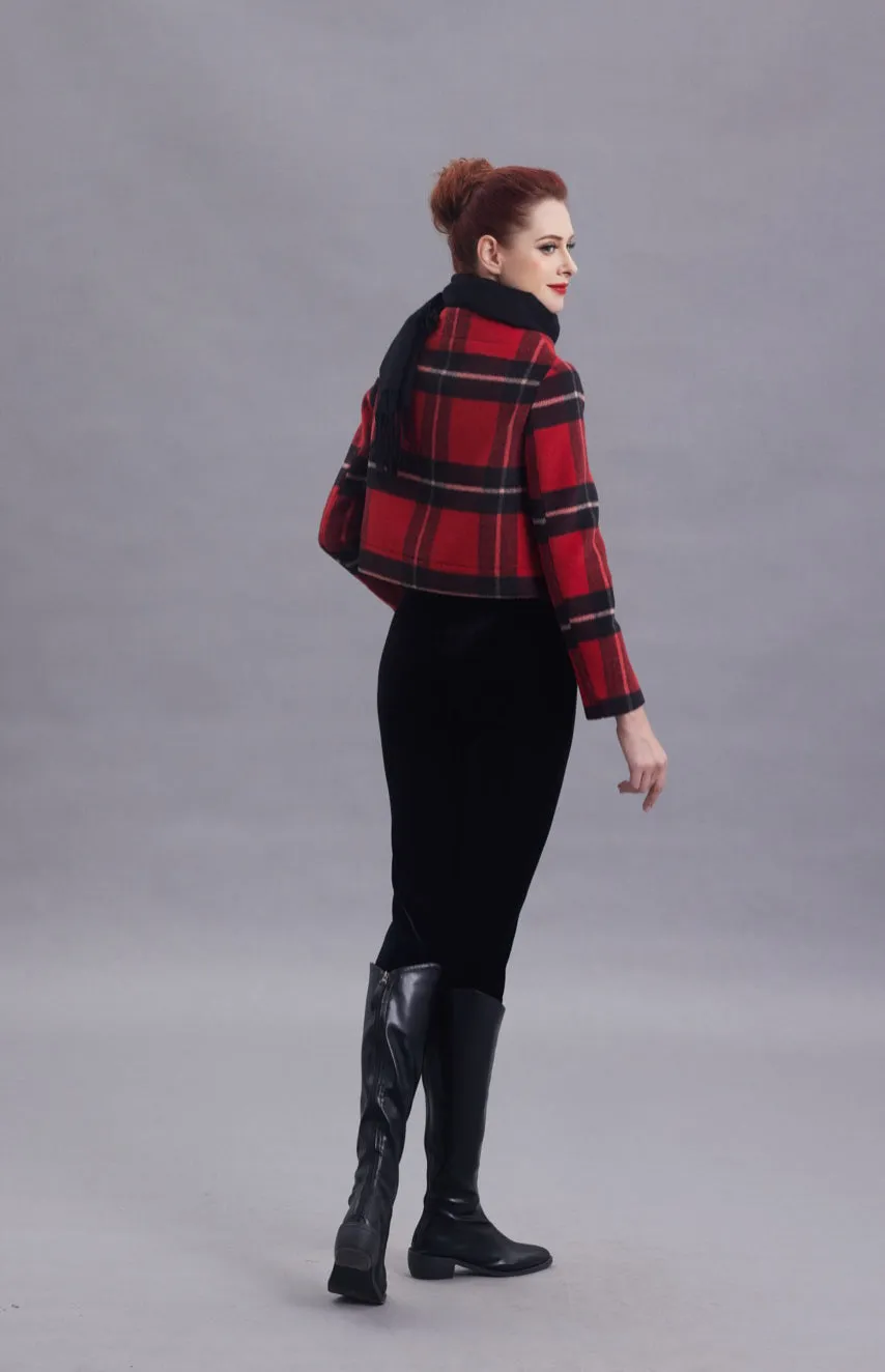 Annabella Red Plaid Wool Jacket