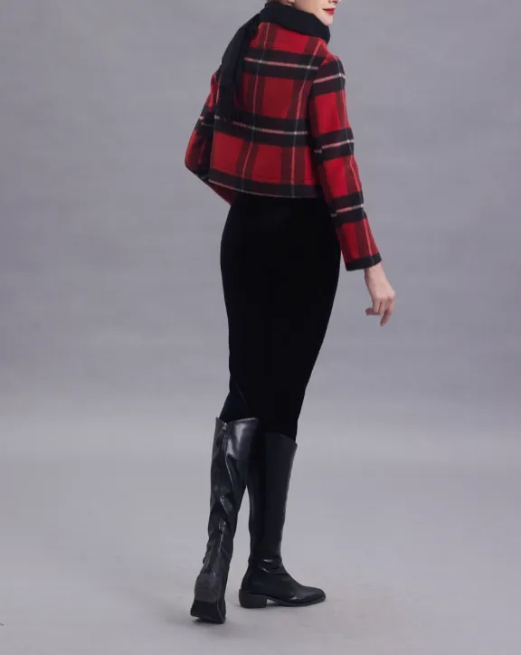 Annabella Red Plaid Wool Jacket