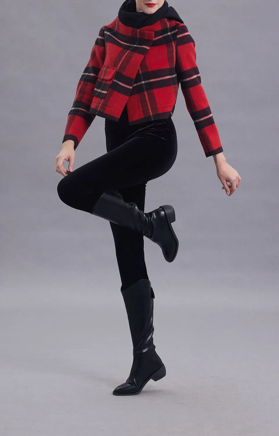 Annabella Red Plaid Wool Jacket