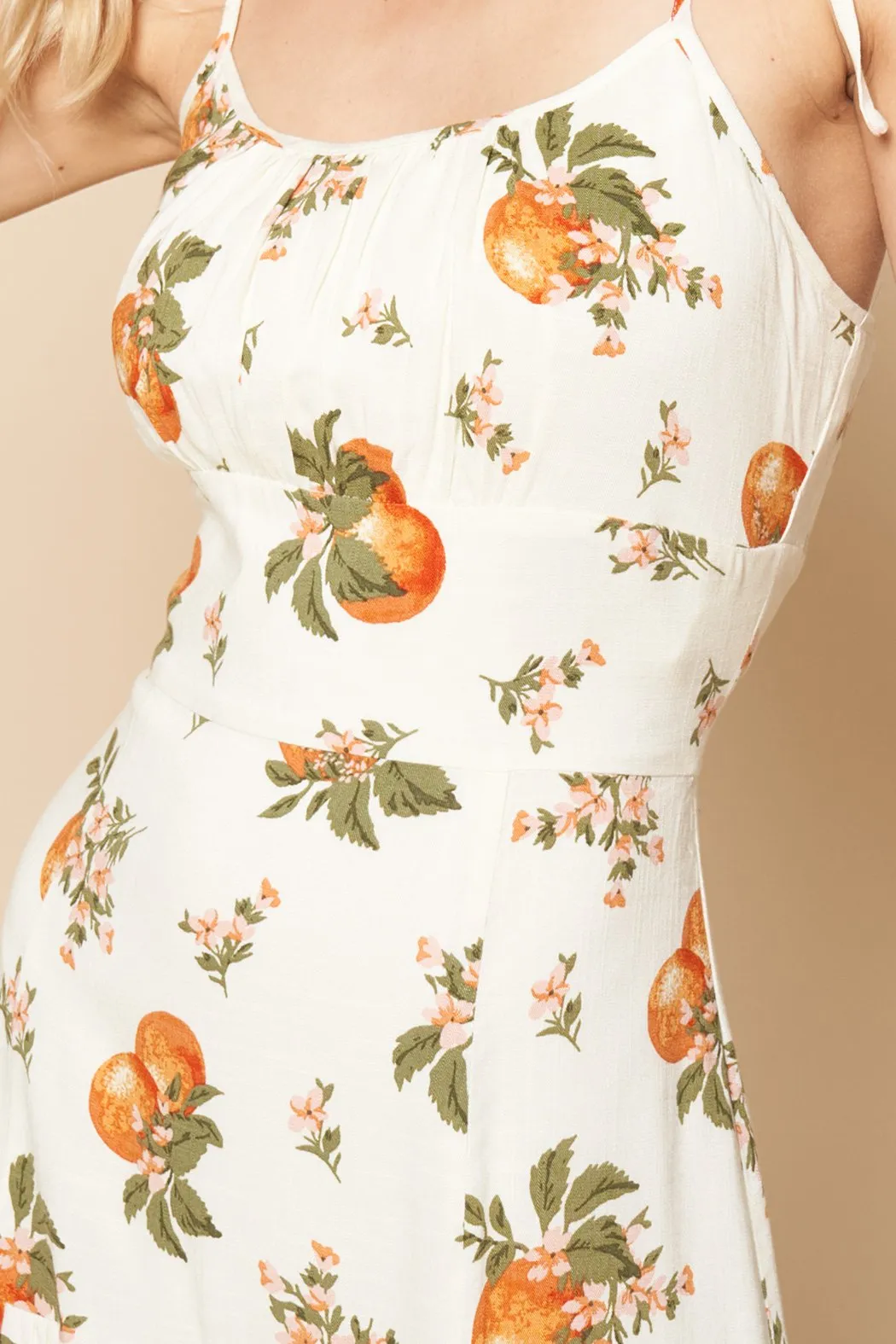 Arancia Mini Flared Orange Print Dress