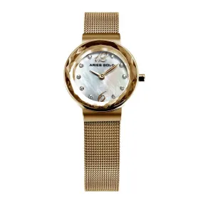 ARIES GOLD ENCHANT JEWEL GOLD STAINLESS STEEL L 5026 G-MOP MESH STRAP WOMEN'S WATCH