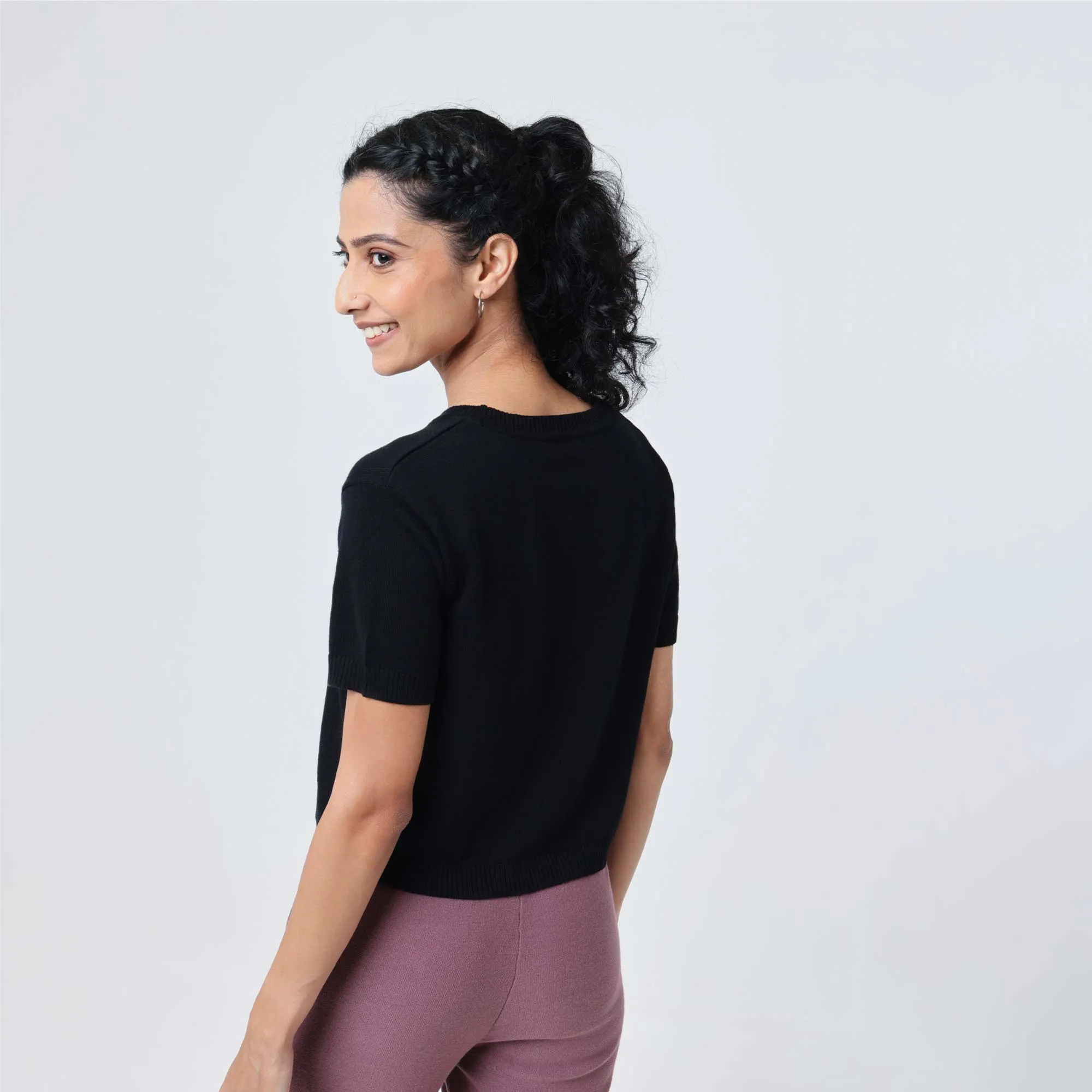 At-Ease Cotton Knit Crop Top