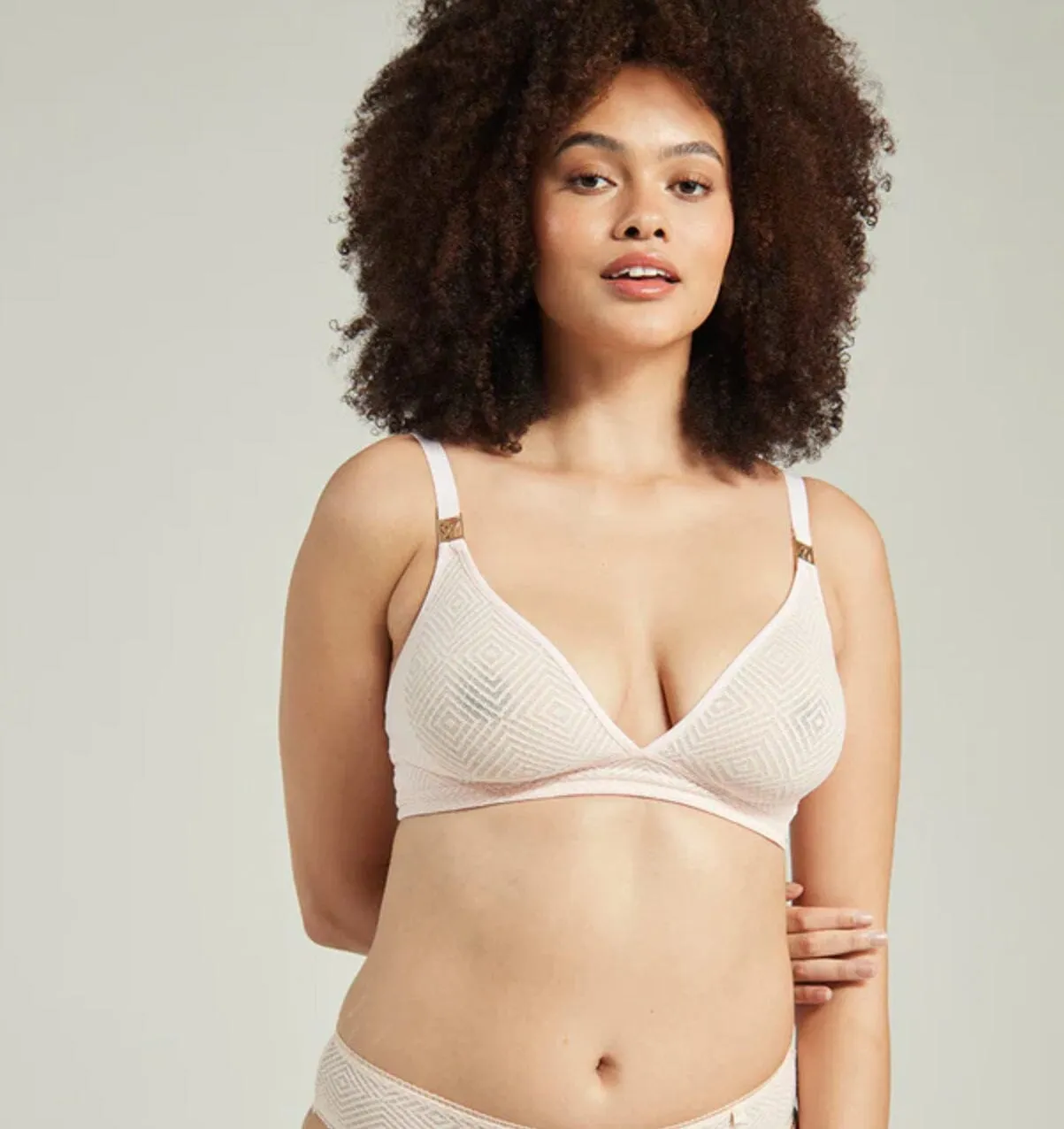 Aztec lace non wired bralette [Blush]