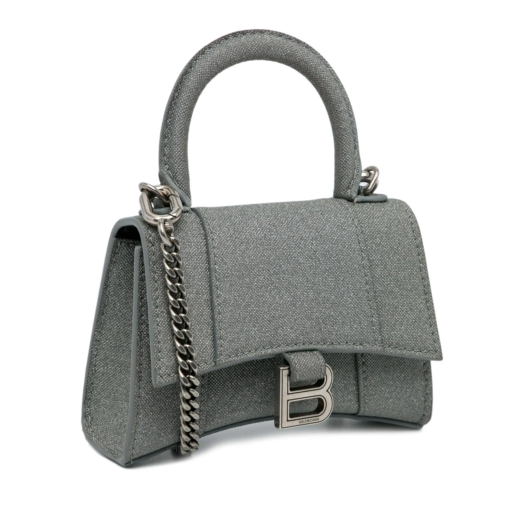 Balenciaga Mini Glitter Hourglass Satchel (SHG-4PU6FB)