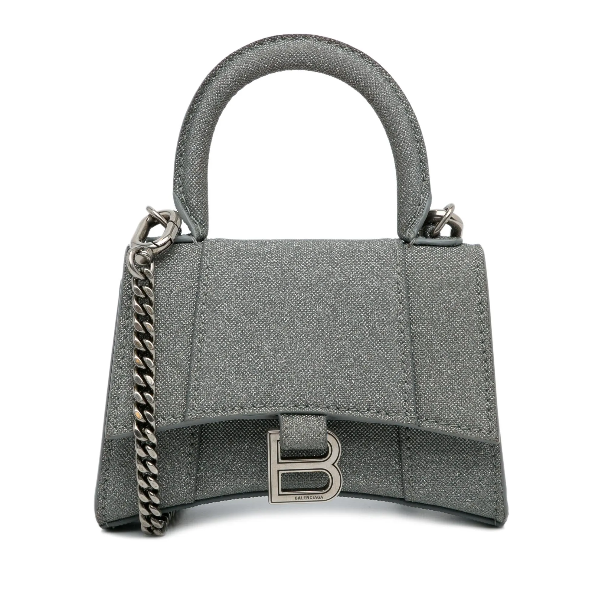 Balenciaga Mini Glitter Hourglass Satchel (SHG-4PU6FB)