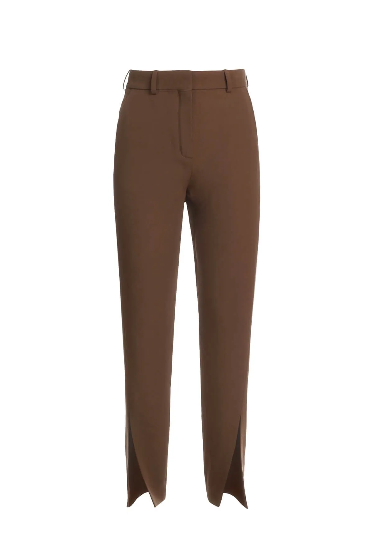 Balmain High Waisted Split Front Pants - Brown