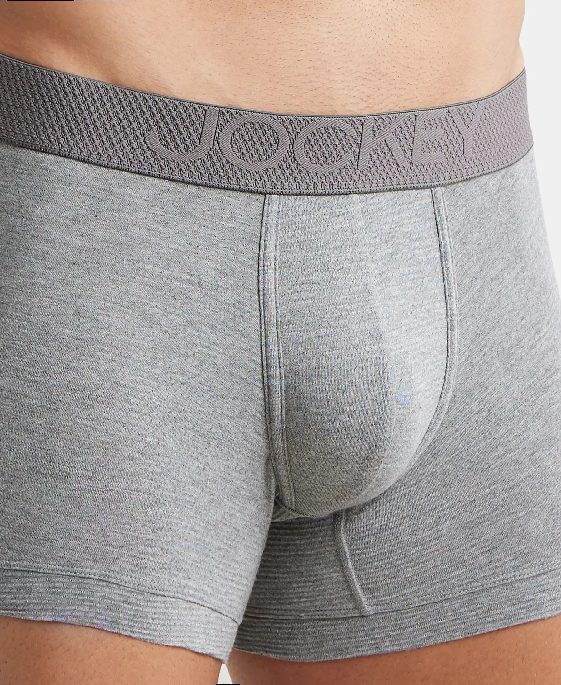 Bamboo Cotton Elastane Stretch Breathable Mesh Trunk with StayDry Treatment - Mid Grey Melange