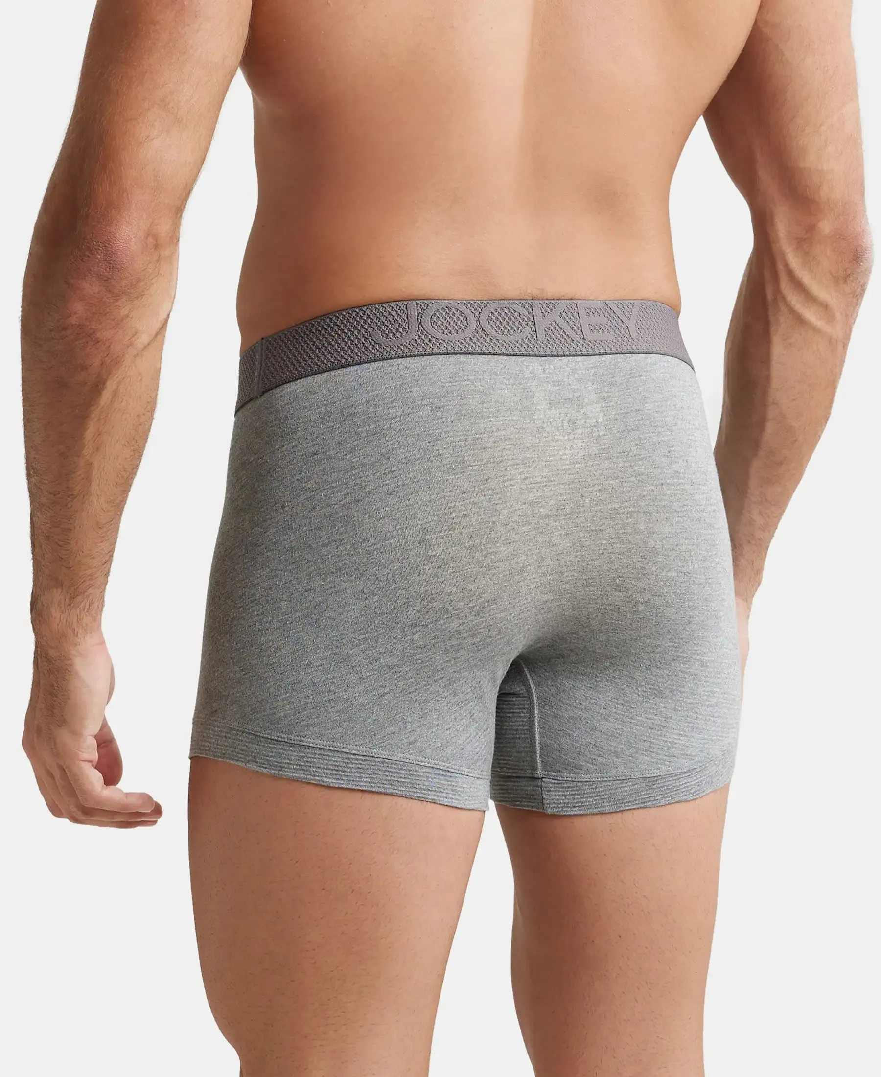 Bamboo Cotton Elastane Stretch Breathable Mesh Trunk with StayDry Treatment - Mid Grey Melange